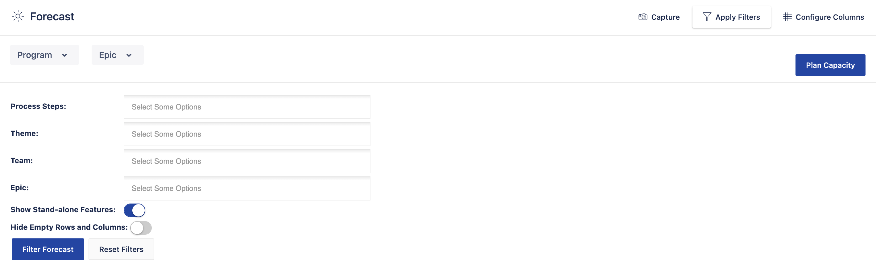 The Apply Filters menu